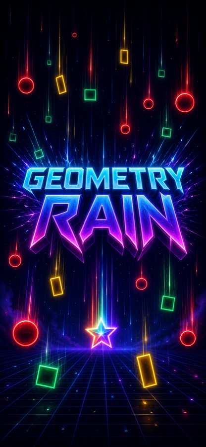 Geometry Rain iOS arcade survival game splash art with falling shapes